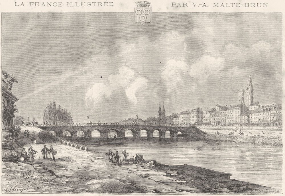 SAÔNE-LOIRE. Mâcon 1883 old antique vintage print picture